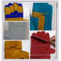 Blue Cow Split Welder Gloves with Yellow Reinforced Dlw627